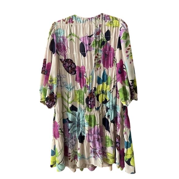 Trina Turk Silvery Floral Tiered Shift Dress Small - Picture 2 of 14